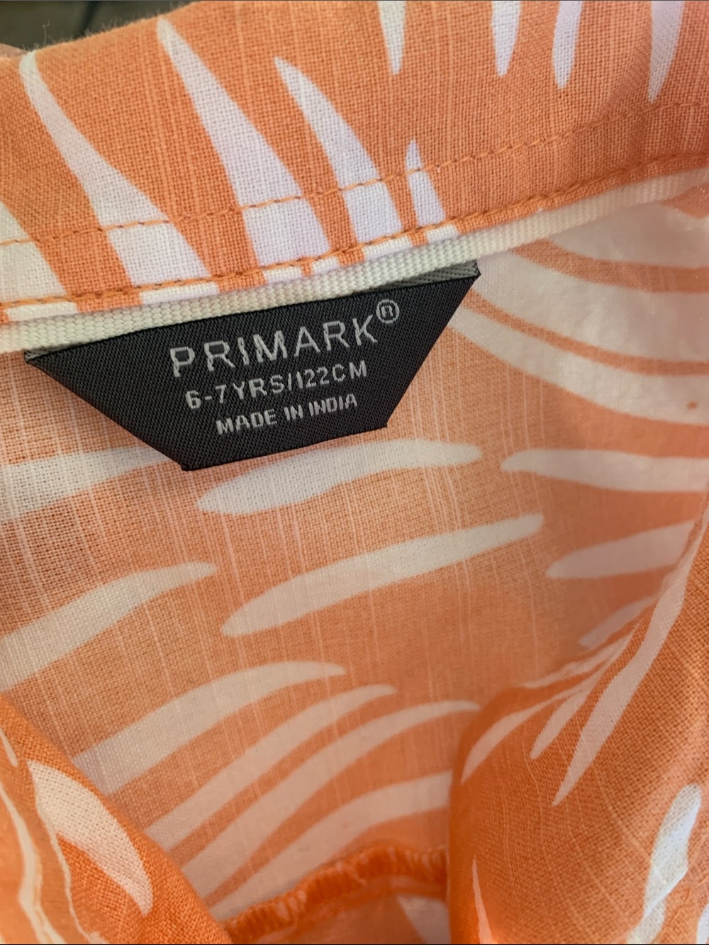 Primark Orange & White Tropical Button Down Shirt 6/7 EUC - Picture 7 of 7